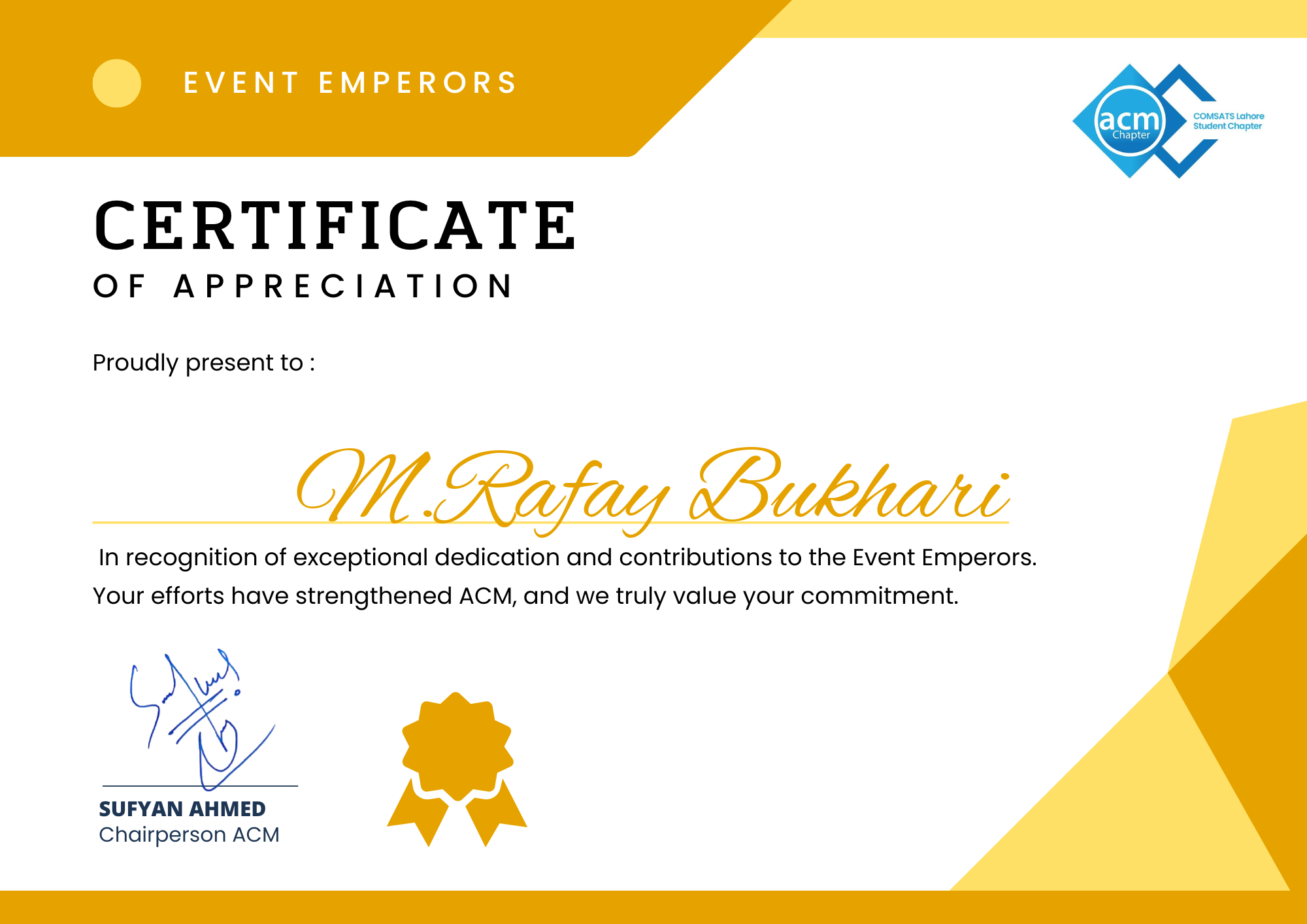 Certificate of Appreciation — Event Emperors